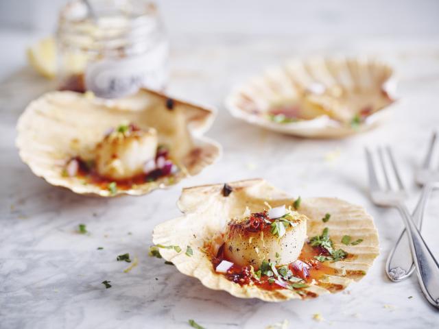 Gegrilde Sint-Jakobsnoten met chili