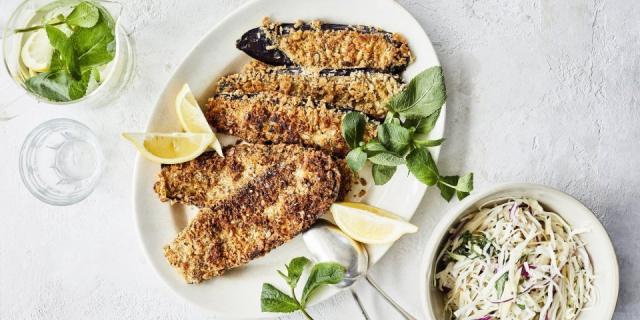 Schnitzels van aubergine