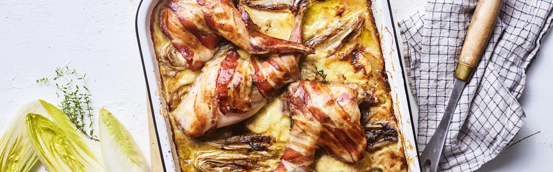 Tartiflette uit de oven met konijn